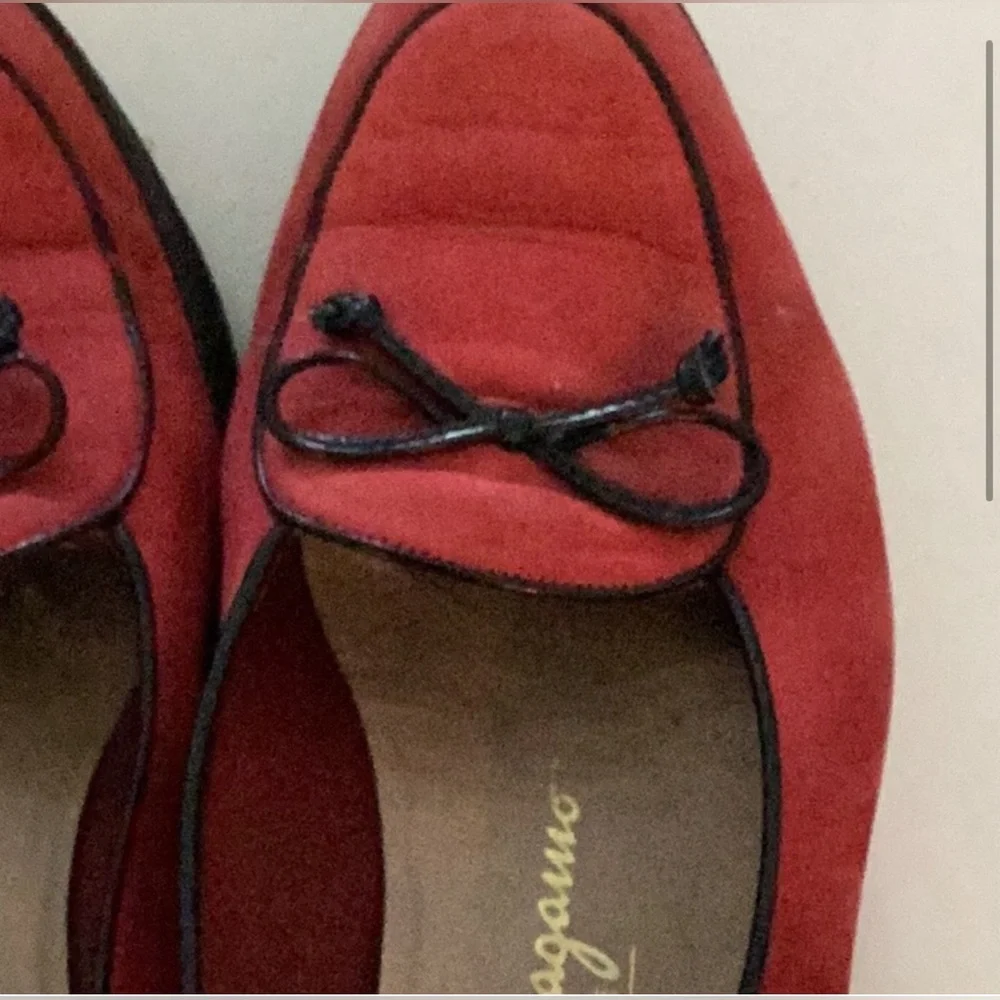 Size 7 Size 7 100% AUTHENTIC Salvatore Ferragamo Red Suede Slip On Loafers - Picture 4 of 11